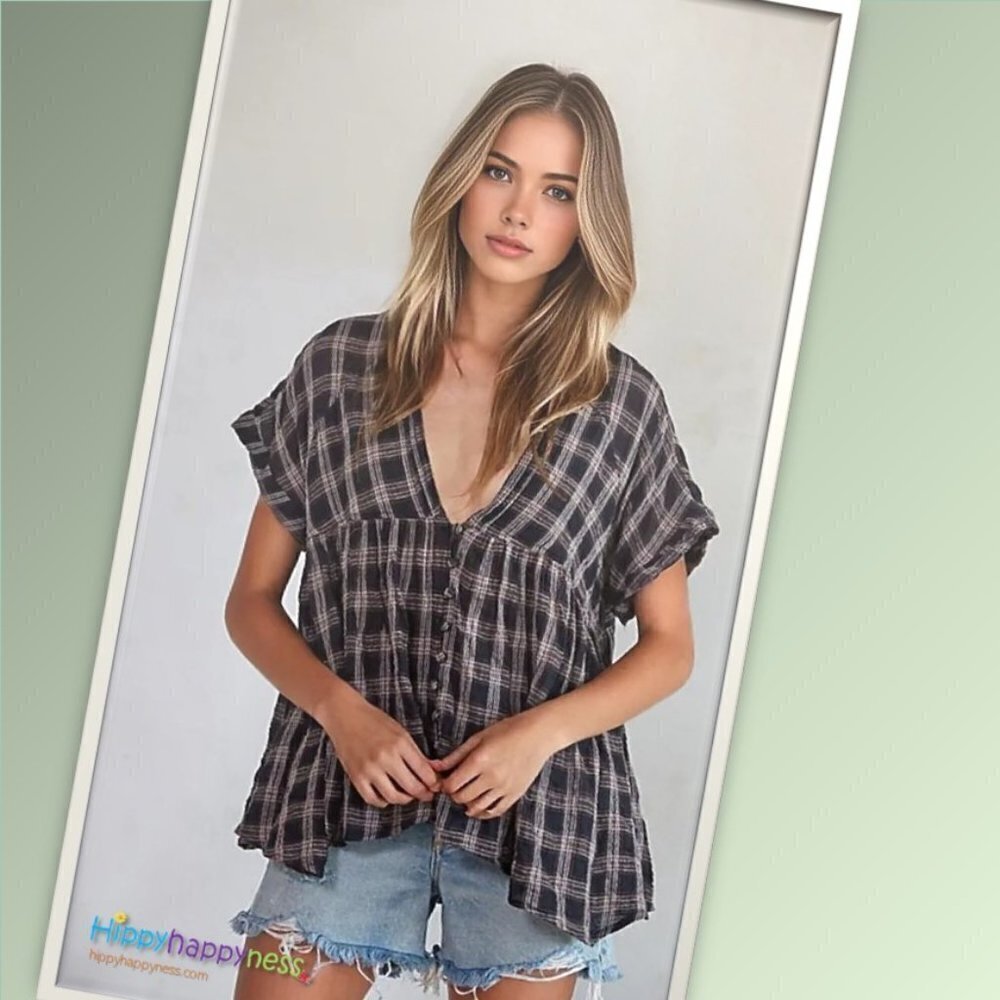 New By Together Brand Babydoll Tunic Plaid NWT